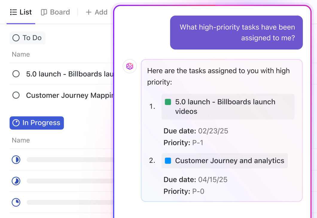 AI project updates view