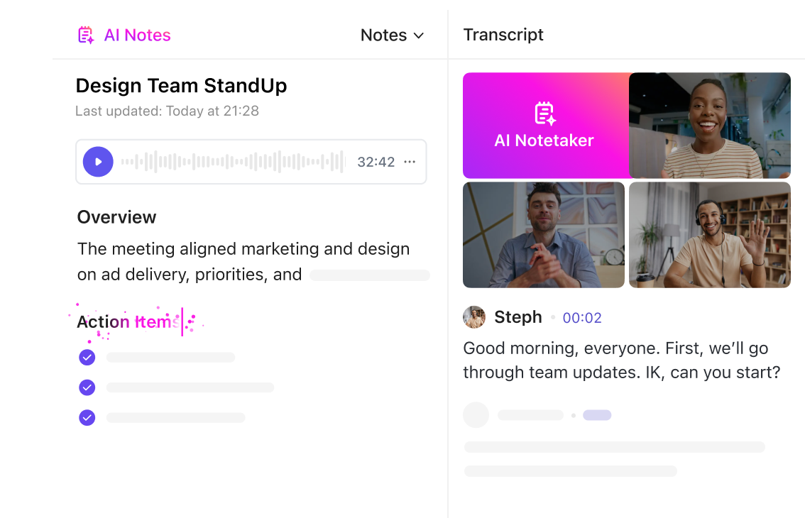 AI Notetaker view
